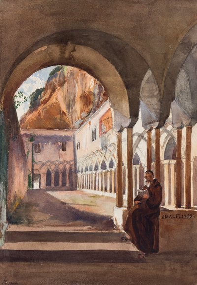 Cloisters at Amalfi, with Additions by Prince Luigi Maria di Borbone, 1855 by Giacinto Gigante
